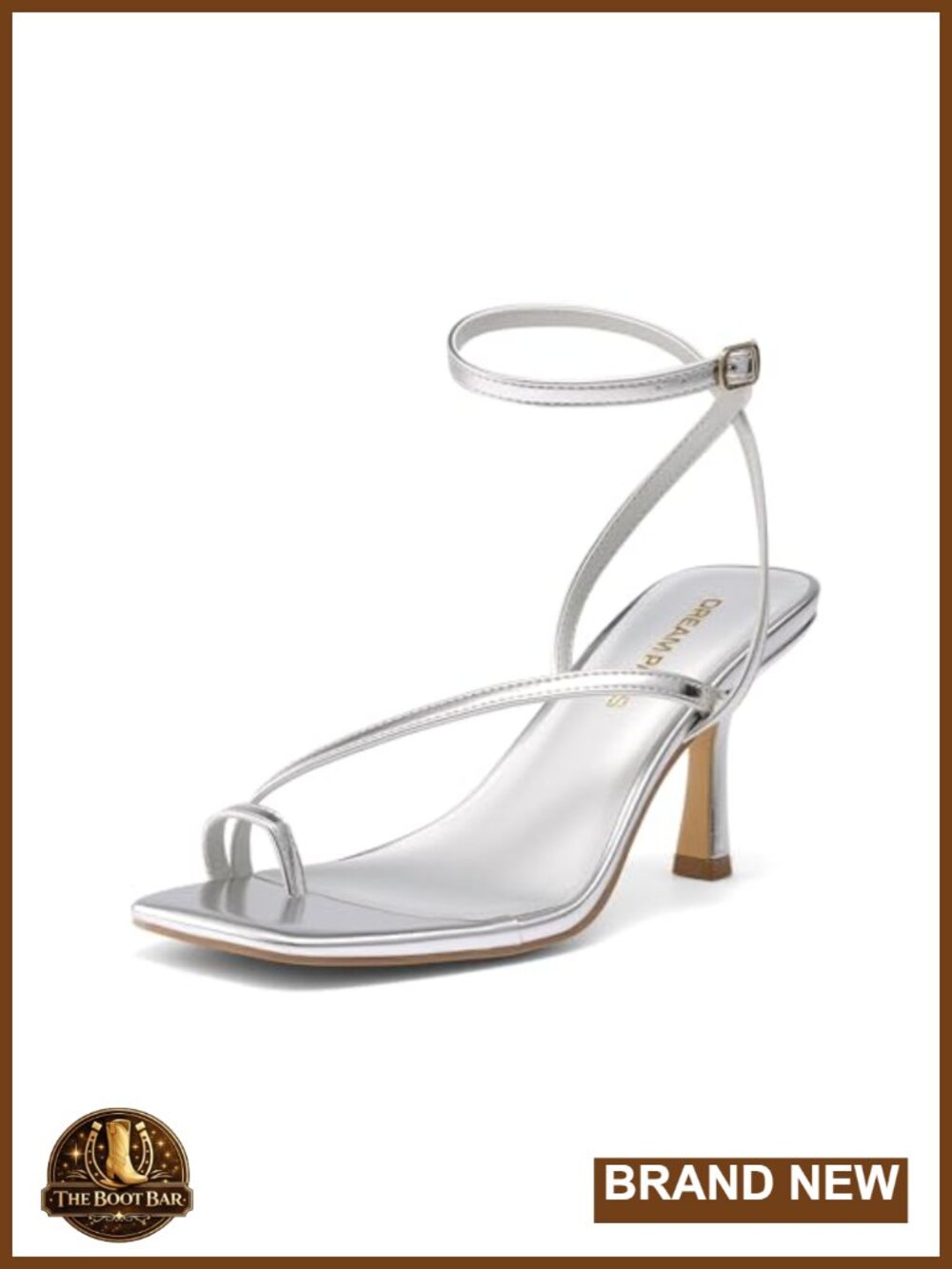 Square Toe Kitten Heel Sandals with Buckle Ankle Strap